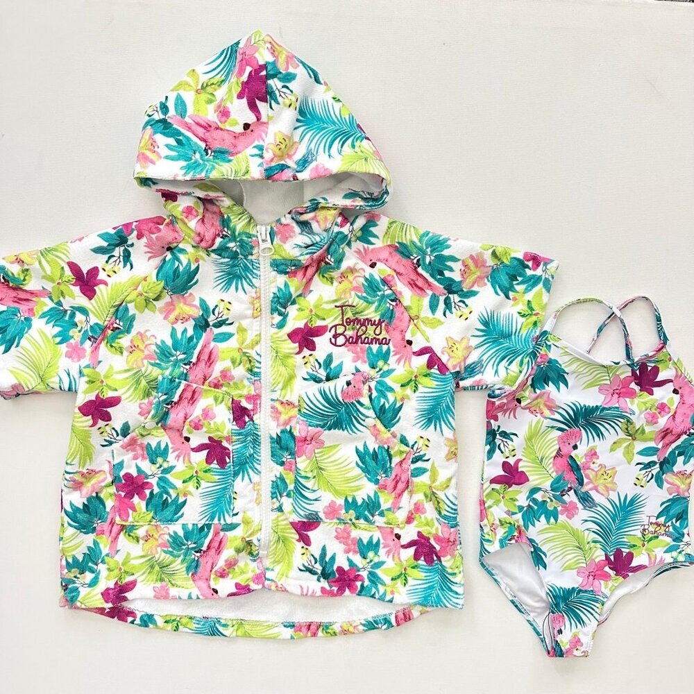 Tommy Bahama Tropical Zip Up Hooded Cover Up and One-Piece Swimsuit 4/5